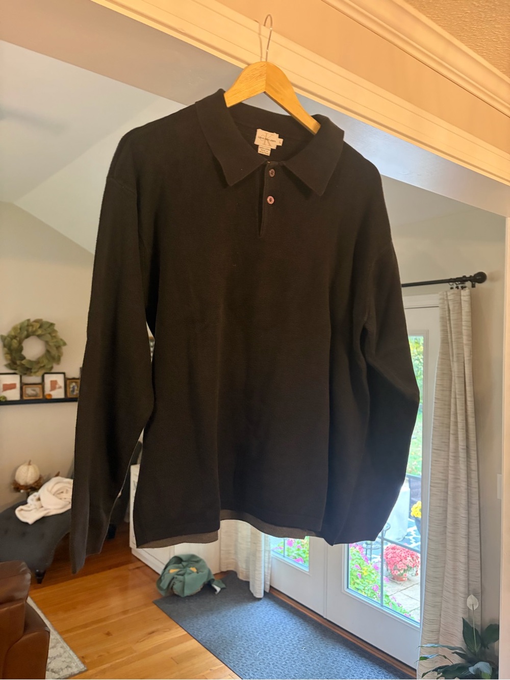 Calvin Klein Jeans Black Long-Sleeve Polo